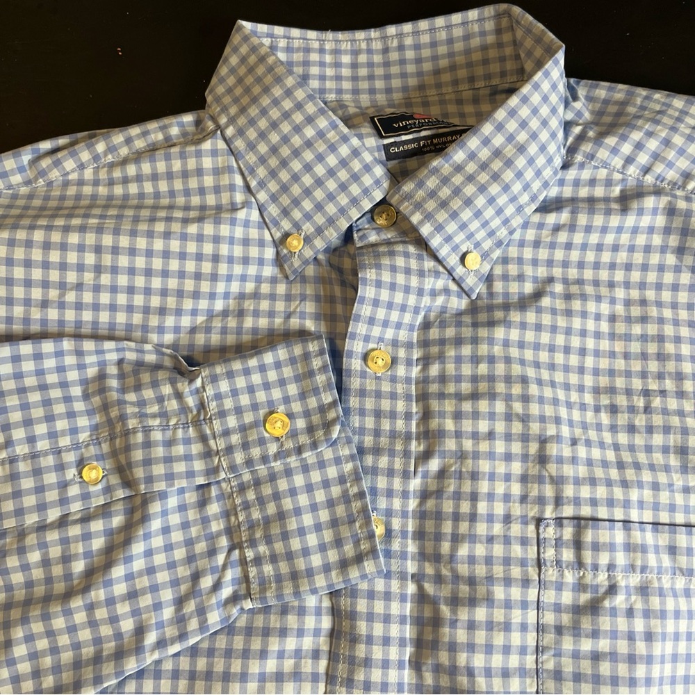 Men’s Vineyard Vines Performance Button Down Blue Checkered 2XL